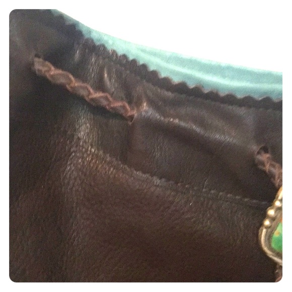 Leather & real turquoise stone boho satchel - Picture 6 of 8